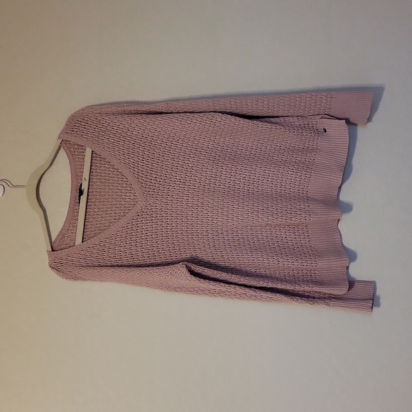 American Eagle Outfitters Dusty Mauve Pullover Sweater Side Slits V Neck Size M - Picture 4 of 10
